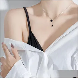 Pendant Necklaces Sier Y Clavicle Chain Black Charm Necklace For Women Jewelry Kolye Drop Delivery Pendants Dhc7J