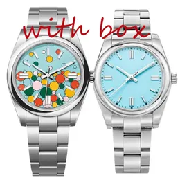Mens 시계 디자이너 시계 고품질 자동 사파이어 36/41mm 기계식 스테인레스 스틸 애호가 Montre Blue Pink Watch Movement Watchs