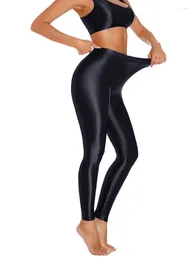 Pantalon femme Sexy brillant crayon élastique huile brillant serré lisse transparent Leggings collants de danse couleur bonbon justaucorps