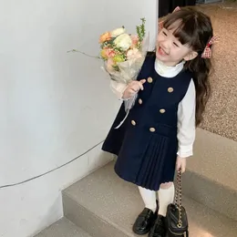 衣類セット2023春の子供用ドレスガールズカレッジスーツ韓国のベビーシャツ2ピースセットグリル服