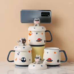 Mugs Cute Ceramic Coffee Creative Beautiful Milk Sublimation With Lid Reusable Afternoon Tea Copos De Vidro Couple Cups