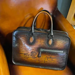 Handmade Briefcase JOUR MINI "One Day" Half Love Letter Style Briefcase Imported from Italy Venezia Calf Leather Japan YKK Zipper Pure Hand Polished Color