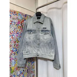 23SS Designer men's jacket Luxury trendy brand classic high street denim jacket spray painted old letters hot diamond denim jacket couple outfit for men