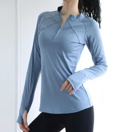يوجا قمم النساء 039S الخريف والشتاء الجديد سستة مزدوجة Longsleeved Yoga قميص Quickdrying اللياقة البدنية الجري spor2006121