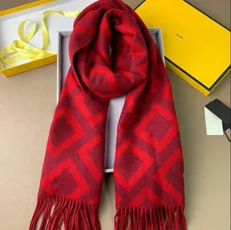 2023 Designer bawełniany długie szaliki moda luksusowe szyje zimowe szaliki wełny kobiety owijane pasiaste litera z wydrukowana czerwoną głową scraf