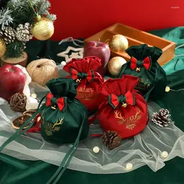 クリスマスの装飾サンタサッククロスギフトバッグキャンディーハンドルホームテーブルのためのツリー2023レッドノエルクリスマスプレゼント