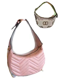 Designer shoulder crossbody tote bag luxuryhandbag women real leather messenger high quality chain crescent moon pink small purse woven cosmetic mini bumbag A4