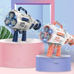Populära 24 -håls Neptune Rocket Launcher Bubble Gun Children's hela automatiska ljusbubbla Maskin Gatling Toy Wholesale