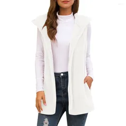 Giacche da caccia Donna Fluffly Vintage Cardigan in peluche Giacca Primavera Autunno Teddy Accogliente senza maniche Caldo con cappuccio Gilet Cappotti Donna