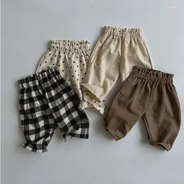Trousers FINEPAT Baby Pants 2024 Spring And Summer Korean Comfortable Loose Straight High Waist Boy's Pant Washed Cotton