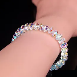 Boncuklu el yapımı kadın 6mm rhinestone Avusturya kristal iplikçikler yuvarlak cam boncuklar streç bilezik femme bileklik bilezikler kadın kız wra dhvhx