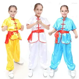 Bühnenkleidung Kurzarm Tae Kwon Do Kinder Wushu Junge Chinesische Traditionelle Kleidung China Kung Fu Anzug Uniformen Für Mädchen Kostüme