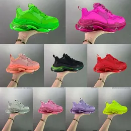 Triple S old shoes Casual Shoes Chunky Men Sneaker Runner Blue Ice Grey Trainer Lime Metallic Silver Pastel Fluo Green Dad Shoe Fashion Designer Chaussures Size 35-44