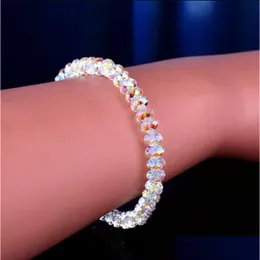 Beaded Fashion 6mm Österrike Crystal Armband Strands for Women Sweet Temperament Handwork Bangles Charms smycken Making 11 Drop Delive Dhvij