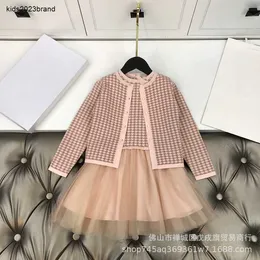 New autumn winter girls' Pullover wool blended cardigan mesh vest dress celebrity princess skirt