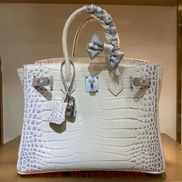 Designer-Tragetaschen, luxuriöse Mode, Umhängetaschen, Diamant-Schnallentasche, große Kapazität, Umhängetasche, Himalaya-weiße Diamant-Set-Tasche, Krokodil-Damentasche