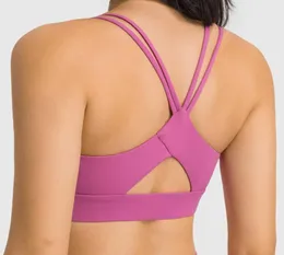 27 alta elástica à prova de choque roupa interior esportiva women039s cruz fita oco volta yoga sutiã fitness correndo treinamento ginásio underwe5315601