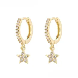 925 Sterling sier shiny inlaid micro cubic zircon star hoop earrings ear jewelry for women partyギフトS-E1132ドロップデリバリーdhgarden otjvi