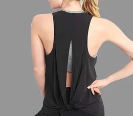 Nuove donne della moda sexy Open Back Sport Solid da yoga Solid Tie Workout Racerback Tops Tops Fitness Tops Women Sport Shirts8447962