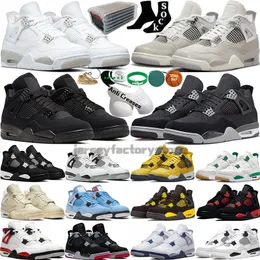 4 Hommes Femmes Chaussures de basket-ball Bred Reimagined Frozen Moments Militaire Black Cat Canvas Rouge Ciment Blanc Oreo Midnight Navy Olive Pure Money Hommes Sports Baskets