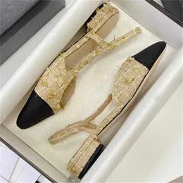 Sälj modekvinnor sommarlappverk grunt sandaler kvinnors klassiska skor blandad färg chunky singellägenheter äkta läder slingback sandalier
