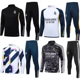 2023, 2024 Set sportivo per uomo e donna autunno e inverno Abbigliamento sportivo fai-da-te personalizzato Madrid Mezza pull up Set da allenamento con cerniera a maniche lunghe per adulti e bambini