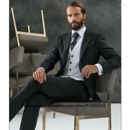 Ternos masculinos blazers clássico fino ajuste dos homens para o noivo casamento pico lapela smoking 3 peça conjunto formal negócios blazer masculino