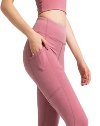 Leggings med fickor byxor för kvinnor yoga gym fitness som kör sport sömlösa leggings jogging pantalones hög midja pant2035478