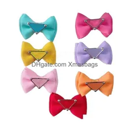 Designer Dog Hair Clips Brand Apparel Cute Puppy Small Bowknot Bows With Metal Handmade Accessories Bow Pet Grooming Products Purpl Dh2Yq