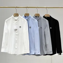 Mense Casual Shirts Polo Solid Color Långärmad skjorta l Hemma broderad logotyp Casual Business Shirt