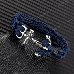 Wasserdichte Anker-Armbänder für Männer, doppelsträngiges nautisches Überlebensseil-Armband für Frauen, Edelstahl, Marineblau, Sportschnalle, Modeschmuck, Armbänder Anker