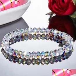 Beaded Fashion Colorf 6Mm Austria Crystal Strands Bracelets Rope Distance Bracelet Handmade Wrap For Women Girls Drop Delivery Jewelry Dhsp7
