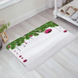 Carpet Christmas Tree Leaves Green Red Ball Snowflake Plant Bath Mat Rug Shower Room Doormat Kitchen Entrance Pad Home Decor 231027