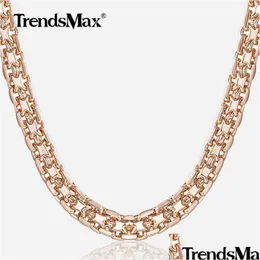 Trendsmax 5 mm Halsketten für Damen und Mädchen, 585er Roségold, Bismark-Gliederkette, Damen-Halskette, Modeschmuck, Geschenke, 45–50 cm Tropfen D Dhgarden Otixi