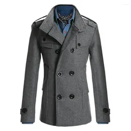 Racingjackor Mänrockar 2023 Vinter i mitten av längd Trenche Casual Solid Single Breasted Long Sleeve Lapel Collar Overcoat Male Slim Jacket