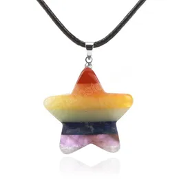 7 Chakra Star Pendant Necklace for Men Women Reiki Natural Gem Stone Energy Crystal Pendants Jewelry 2024 New Year Gift