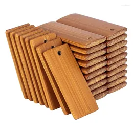 Keychains 100Pcs 45X20mm Rectangle Tags Bamboo For Keychain Rings Unfinished Wood Key Ring Tag