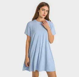 05 Naked Yoga Tshirt Dress Summer Women Tennis Onepiece Underdress Sports Breattable Elastic Fitness Outdoor Petticoat Gym SP6253195