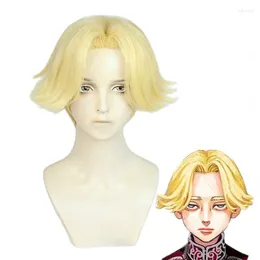 Party Supplies Seishu Inui Cosplay Wig Anime Tokyo Revengers Golden Blonde Heat Resistant Synthetic Hair Halloween Carnival Cap