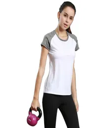 Lätt springande t -shirt kvinnlig sport fitness shortsleeved runda nackyogkläder reflekterande remsa ruttna axelhylsa hit col7321457
