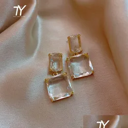 Transparent Glass Block Womens Earrings Luxury Party Jewelry Y Girls Unusual Christmas Earring Fashion Accessories Drop Deliv Dhgarden Otp1H