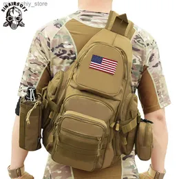 Outdoor Bags Tactical Sling Bag 14" Laptop Waterproof Molle Military Travel Backpack Camping Hiking Hunting Sport Sports Bags Rucksack 20-35L Q231028