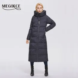 Women's Down Parkas Miegofce Winter Women Women Empear Parka Super Long i WindProof Botton Płaszcz z stojakiem na kołnierza D21679 231027