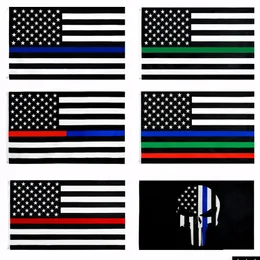 Banner Flags Thin Blue Line Flag Direct Factory Wholesale 3X5Fts 90Cmx150Cm Law Enforcement Officers Usa American Police Drop Delivery Dhdox