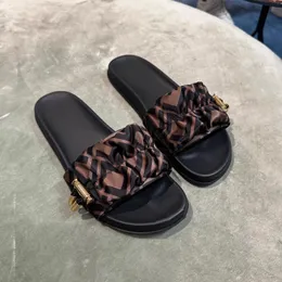 2024 New womens slipper sandal Feel Mule roma drawstring Designer Slide Summer Beach men fashion flat Silk fabric sandale outdoors Casual shoe pool Sliders With box