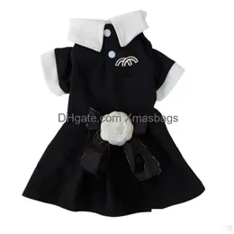 Designer cães roupas og vestuário elegante vestido de gato bonito pet saia com arco-nó respirável para pequena primavera verão festa mais fácil cos dhr8a