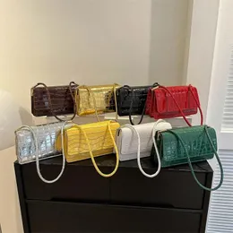 Evening Bags Lady Fashion Stone Pattern Candy Color Underarm Bag Streetwear Solid Pu Leather Square Women Handbag And Shoulder