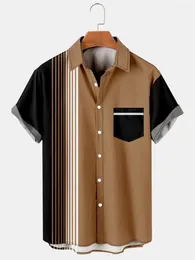 Herren-Freizeithemden, 2023, Sommer-Kurzarm-Cardigan-Hemd, einfarbiges Panel-Revers-Taschen-Strand-Top, bequemer weicher Stoff