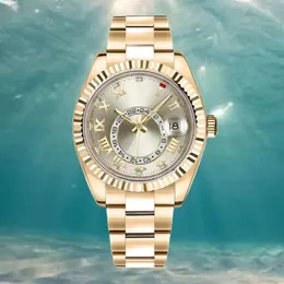 Męski zegarek Wysokiej klasy mechanicznych zegarek Strażnicy Sky Designer Watches Wysokiej jakości Business Luksusowy zegarek 904L zegarek ze stali nierdzewnej 41 mm Złote tarczy Montre
