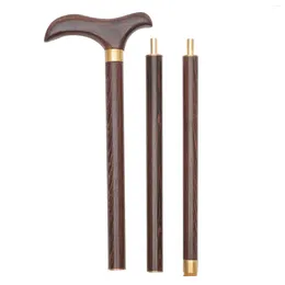 Trekking Poles Three-section Crutches Wooden Alpenstock Camping Collapsible Cane Solid Pattern Walking Stick Anti-skid Elderly Climbing